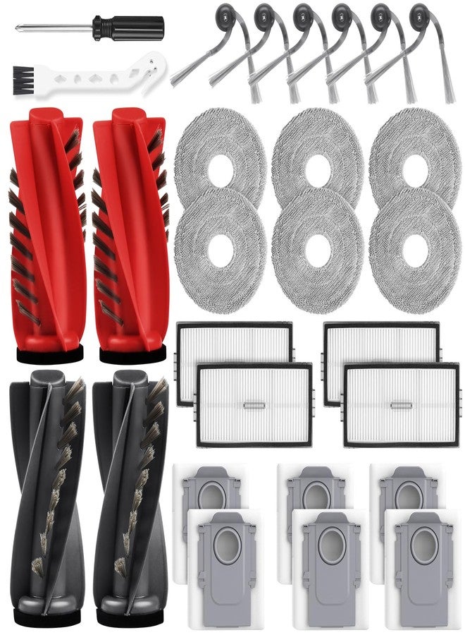 AnDongo 28 Pack Replacement Accessories for Roborock Saros 10R / Qrevo CurvX Robot Vacuum Cleaner, 2 Pairs Mainbrush 6 Side Brush 4 Filter 6 Mop Pads 6 Dust Bags 1 Cleaning Brush 1 Screwdriver - Image 1